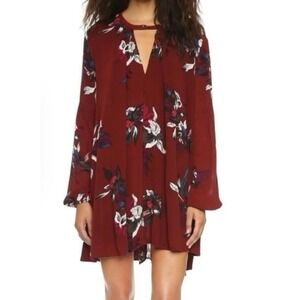 Free People Electric Orchid Print Swing Tunic Dress Sz S Bohemian Summer Outdoor